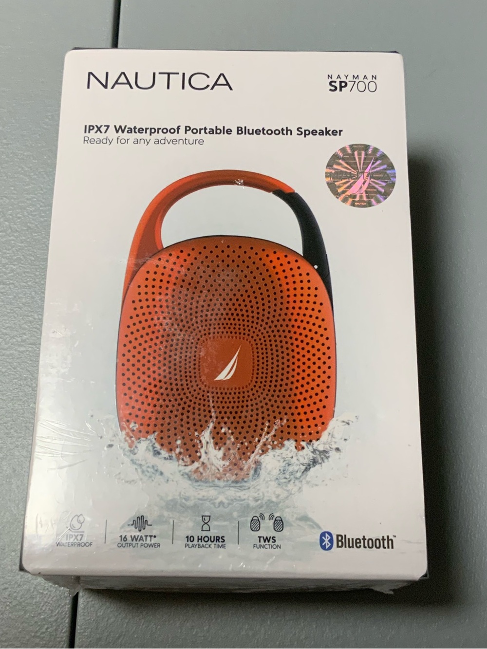 Nautica Orange Waterproof Portable Bluetooth Speaker with Handle